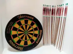 Vintage Harrows Dart Board Wooden With16 Darts Wood Handcraft Large 18