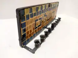 Vintage Judaica Jerusalem Mosaics Handmade Menorah W Copper Jewish Made Israel