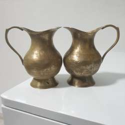 Vintage Copper & Brass Pitcher Jug Set Rare Decorative House/Office 2 Pieces