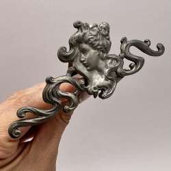 Vintage Napkin Holder Art Nouveau Pewter Collectible Made in Europe 5