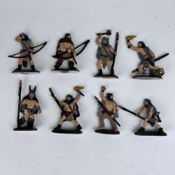 Vintage Soviet USSR Plastic Character Set of 8 Soldiers Vikings Signed
