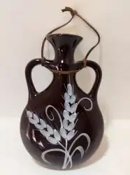 Vintage Hand Painted Decorative Ceramic Wall Hanging Vase Vintage Floral Design