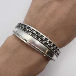 Vintage Men's Women's Jewelry Cuff Bangle Sterling Silver 925 Bracelet Marked