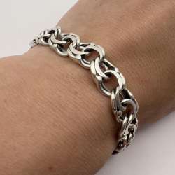Massive Vintage Sterling Silver 925 Men's Women's Chain Bracelet Marked 28.7 gr