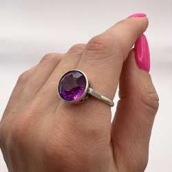 Vintage USSR Sterling Silver 875 Women's Jewelry Ring Pink Topaz Size 9