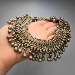Antique Tribal Yemenite Silver Brass Women's Jewelry Anklet Leg Bracelet 146g