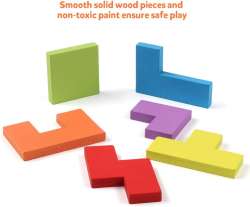 Coogam Wooden Blocks Puzzle Brain Teasers Toy Tangram Jigsaw Intelligence