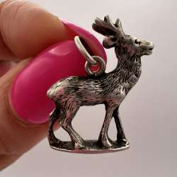 Vintage Silver 800 Women's Jewelry Pendant Figure Christmas Deer Italy 4.2gr