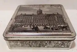 Vintage Metal Empty Old Chocolate Box Primitive Iron Amsterdam Palace Holland