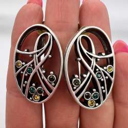 Massive Vintage Sterling Silver 925 Women's Jewelry Stud Earrings Marked 16.7 gr