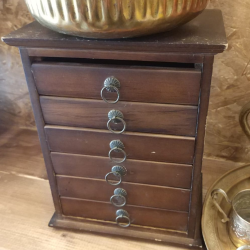 Antique Chinese 6-Drawer Photo Storage Box Wood Carved Album Locker Great Detail