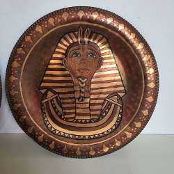 Stunning Antique Egyptian Copper Dishes Pharaohs & Hieroglyphs Wall Art