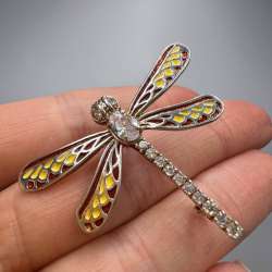 Vintage Fashion Women's Jewelry Pin Brooch Sterling Silver 925 Enamel Marked Tag