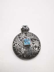 Vintage Pendant 925 Sterling Silver Jewelry,Blue Topaz  11,48g
