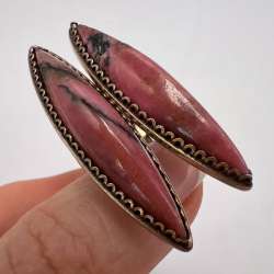 Huge Vintage USSR Gilt Silver 875 Rodonite Stone Men's Jewelry Cufflinks Marked