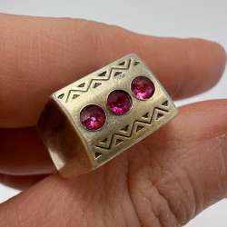 Huge Vintage USSR Gilt Silver 875 Women's Men's Jewelry Ring Signed 6g Size 7