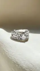 Sterling Silver 925 Zircon Ring Designer Sparkling Unique Luxury Fancy Zircon
