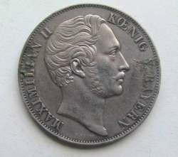 1855 Bavaria 2 Gulden - Maximilian II - Madonna Column - Silver Coin - KM#513