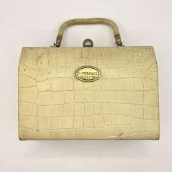 Antique Vintage Old Women's Bag Handbag G.Versace Beige Color Made in Italy