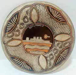 Vintage Copper Enameled Floral Etching Wall Hanging Round Decor Plate Size 20 cm
