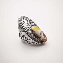 Vintage Women's Ring,Filigree,925 Sterling Silver,Jewelry,Exclusive Amber,Zircon