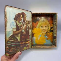 1980's Vintage USSR Handmade Photo Cardboard Trinket Jewelry Box Collectible