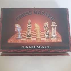 Artisan Crafted Ceramic Chess Set Unique Original Box Vintage Collectible Game