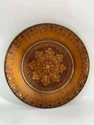 Vintage Carved Hand-Painted Wooden Plate Decorative Round Hanging Ornament