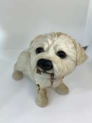 Vintage White Terrier Ceramic Figurine Dog ornament sculpture Decor