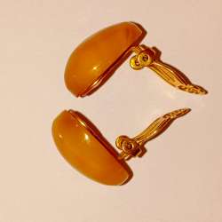 Vintage clips made from a natural Baltic amber 1960s
