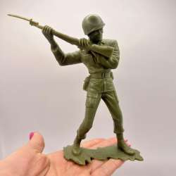 Tall Vintage Soviet USSR Red Army Green Solid Plastic Toy Soldier For Kids