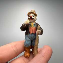 Vintage Small Clown Man Figurine Ceramic Handmade Joker Circus Sarcastic Decor
