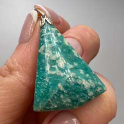 Vintage Women's Jewelry Pendant Sterling Silver 925 Amazonite Gemstone Signed