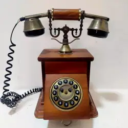 Vintage Desk Push Button Country Squire Landline Telephone Wood & Metal Untested