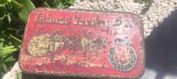 Vintage Vander Elst Tobacco Tin  Metal Box with Patina  Rare Collectible