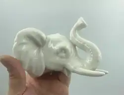 Vintage White Elephant Head Porcelain Ceramic Figurine Wall Hanging Decor Home
