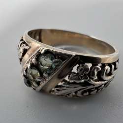 Vintage USSR Ring Gilt Sterling Silver 875 Jewelry Women's Stone Beautiful 7US