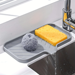 Sink Silicone Tray With Drain Soap Sponge Storage Holder Countertop Sink Scrub.