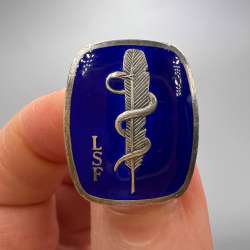 1965 Silver Enamel Pin Brooch Badge LSF Sweden Association Medical Secretaries