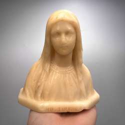 Vintage Religious Christian Figurine Wax Bust Our Lady of Lourdes Signed Italy