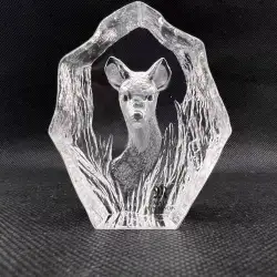 Mats Jonasson Deer Head Stones Crystal Maleras Sweden Handmade Original Signed