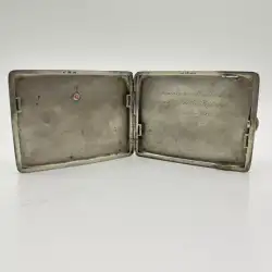 Antique 1922 Cigarette Case Silver 800 Memorial Teacher Gifts Inlaid Ruby Signed