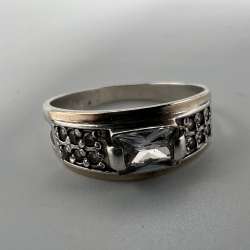 Vintage Nice Ring Gilt Sterling Silver 925 Stone Jewelry Women's Stamp Size 7US