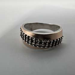 Vintage Nice Ring Gilt Sterling Silver 925 Stone Jewelry Women's Stamp Size 7US