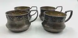 Vintage Silver Plated Set of 4 Childs Cups Marked And Numbers 100