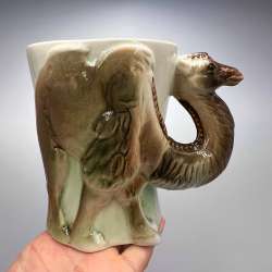 Vintage German Porcelain Mug Camel Design Signed Ceramic Tea Coffee Cup Germany