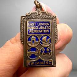 1935 East London Schools Athletics Association Swimming Medal Enamel UK Award