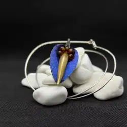 Unique Necklace 925 Sterling Silver Woman Calla Lily Pendant Amber Gold plate