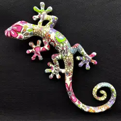 Rare Vintage Lizard Figure Big Gecko Wall Art Decor plated Colors Bright Israel