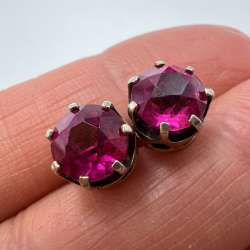 1980s Vintage Soviet Gilded Silver 875 Stud Earrings Signed USSR Women's Jewelry